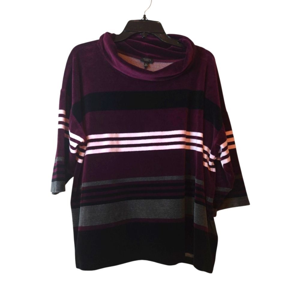 Talbots Purple and Black Cowl Neck Sweater in a Plus 2X P Causal/Comfort Top